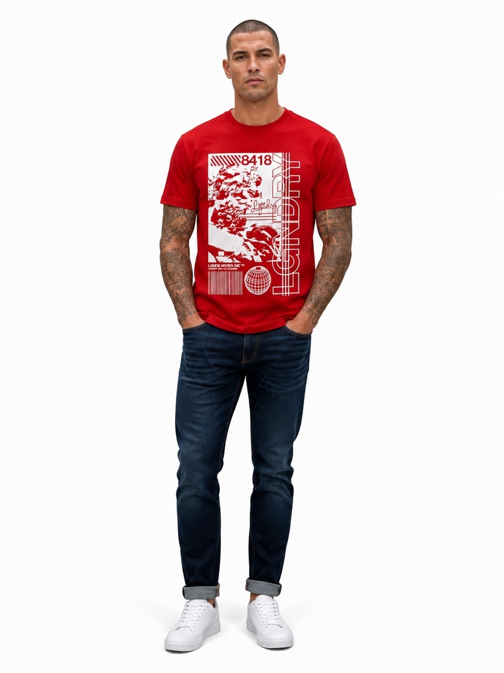 Legendary Whitetails Red Graphic Crew Tee with White Print